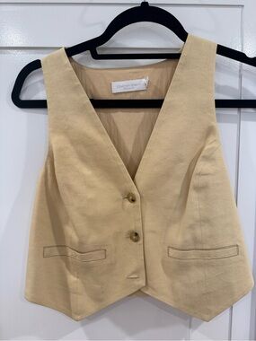Jonathan Simkhai Cream Vest with Black Trim